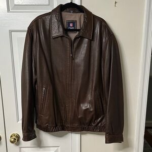 Chaps Men's Rich Brown Leather Jacket